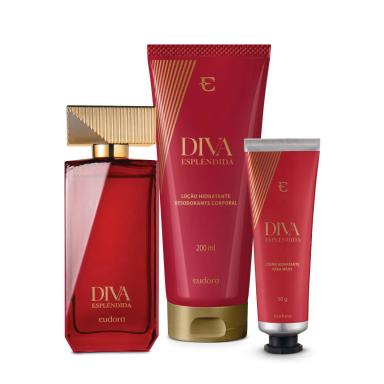 EUDORA KIT DIVA ESPLêNDIDA: DESODORANTE COLôNIA 100ML + LOçãO CORPORAL 200ML + CREME PARA MãOS 50G
