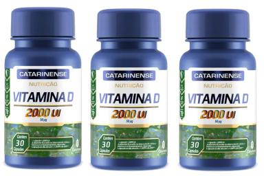 KIT 3UNI VITAMINA D 2000 UI 30 CPS  - CATARINENSE