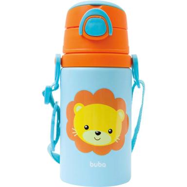 GARRAFA DE ALUMíNIO ANIMAL FUN BUBA LEãO 400ML Azul