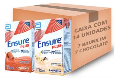 ENSURE PLUS 200ML - KIT 14 UNIDADES ( 7 CHOCOLATE + 7 BAUNILHA) - ABBOTT