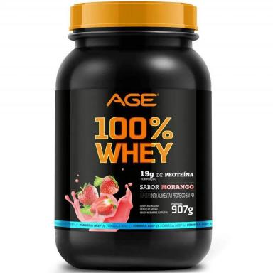 WHEY 100% PURE - (907G) - AGE Morango