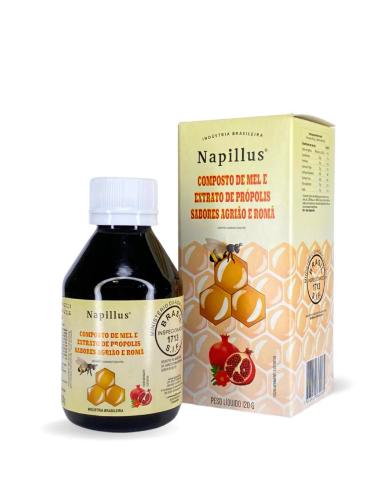COMPOSTO DE MEL COM EXTRATO DE PRóPOLIS, SABORES AGRIãO E ROMã NAPILLUS 120 GRAMAS