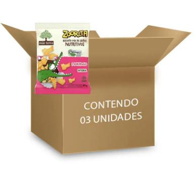 BISCOITO VEGANO ORGâNICO MORANGO ZOORETA MãE TERRA INTEGRAL CONTENDO 3 PACOTES DE 80G CADA