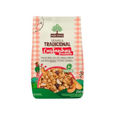 GRANOLA MãE TERRA VEGANO COM CASTANHAS BRASILEIRAS TRADICIONAL 250G
