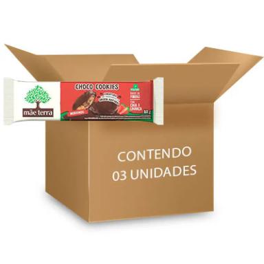 CHOCO COOKIES MORANGO VEGANO MãE TERRA CONTENDO 3 PACOTES DE 80G CADA