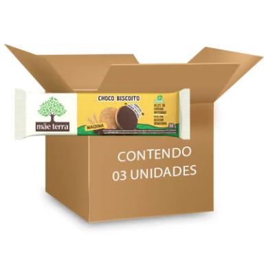 CHOCO BISCOITO MAIZENA VEGANO MãE TERRA CONTENDO 3 PACOTES DE 58G CADA