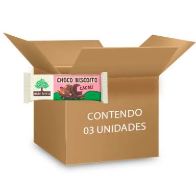 CHOCO BISCOITO CACAU VEGANO MãE TERRA CONTENDO 3 PACOTES DE 58G CADA