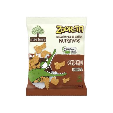 BISCOITO VEGANO ORGâNICO CACAU ZOORETA MãE TERRA INTEGRAL 80G