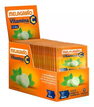 MELAGRIãO PASTILHAS MENTA COM AçúCAR-VITAMINA C-DISPLAY 24X5