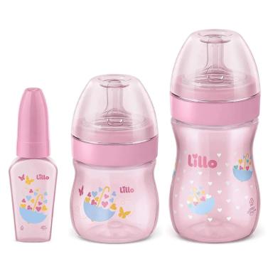 KIT DE MAMADEIRA PRIMEIROS PASSOS 50/150/240ML ROSA - LILLO