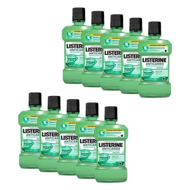 KIT 10 ANTISSéPTICO BUCAL LISTERINE ANTICáRIES ZERO 500ML