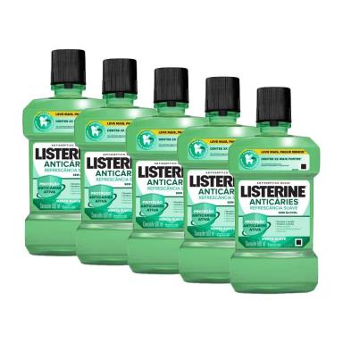 KIT 5 ANTISSéPTICO BUCAL LISTERINE ANTICáRIES ZERO 500ML