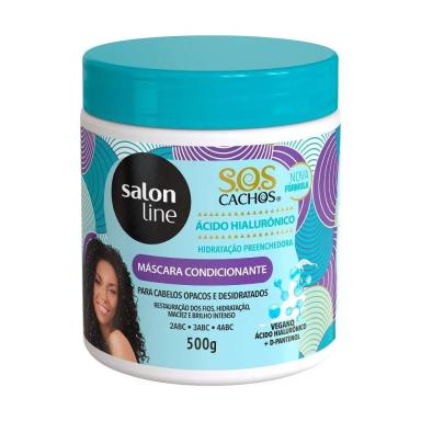 SALON LINE, MáSCARA CAPILAR CONDICIONANTE, SOS CACHOS, ÁCIDO HIALURôNICO - CABELOS ONDULADOS, CACHEADOS E CRESPOS, 500 G