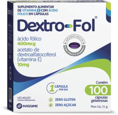 DEXTRO-FOL  ÁCIDO FóLICO E VITAMINA E- 100 CáPS. - MASSIME