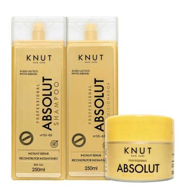 KIT SHAMPOO + CONDICIONADOR + MáSCARA ABSOLUT KNUT (3 PRODUTOS)
