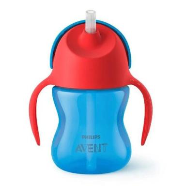 COPO COM CANUDO 200ML CURVADO DINOSSAURO AZUL/VERMELHO PHLIPS AVENT SCF796/01