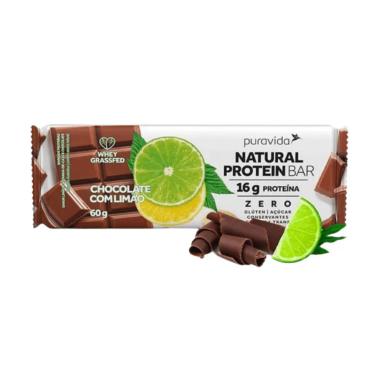 BARRA DE PROTEíNA NATURAL PROTEIN BAR CHOCOLATE COM LIMãO 60G - PURAVIDA