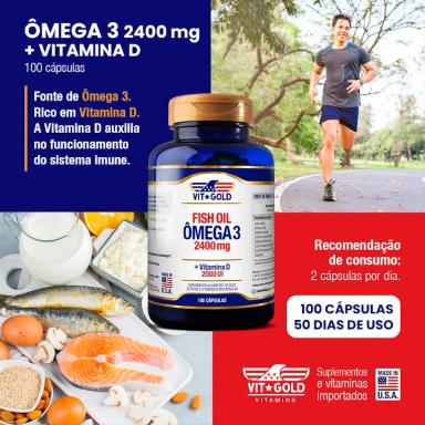 OMEGA 3 (FISH OIL) 2400MG COM VITAMINA D3 2000UI 100 CAPS.