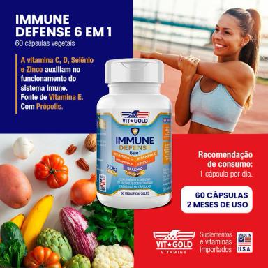 Multivitamínico Immune Defense com Própolis Vitgold 60 Cápsulas