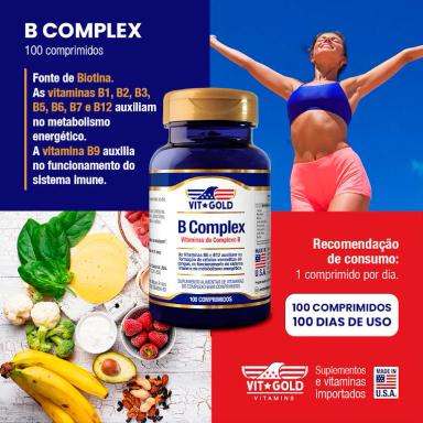 Suplemento Complexo B (Vitaminas do Complexo B) Vitgold 100 Comprimidos