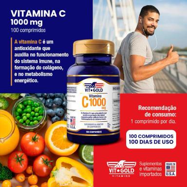 Vitamina C 1000mg Vitgold 100 Comprimidos