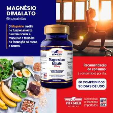 Magnesio Dimalato 350mg Vitgold 60 Comprimidos