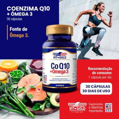 Coenzima Q10 CoQ10 com Ômega 3 1000 mg Vitgold 30 Cápsulas