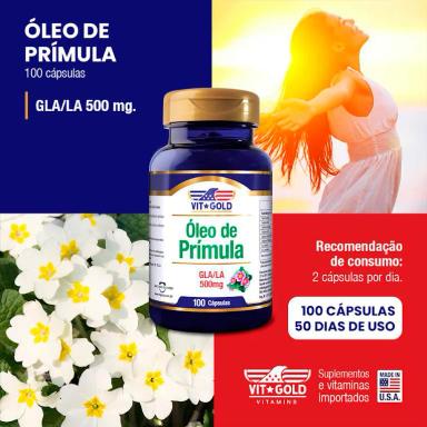 ÓLEO DE PRíMULA GLA/LA 500 MG VITGOLD 100 CáPSULAS