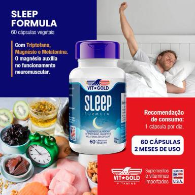 Suplemento Alimentar Sleep Formula com Melatonina Vitgold 60 cápsulas vegetais