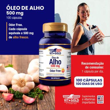 Óleo de Alho 500 mg Odor Free Vitgold 100 cápsulas