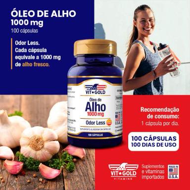 Óleo de Alho 1000 mg Odor Less Vitgold 100 Cápsulas